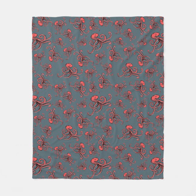 Sneaky Octopus Mönster Fleecefilt (Framsidan)