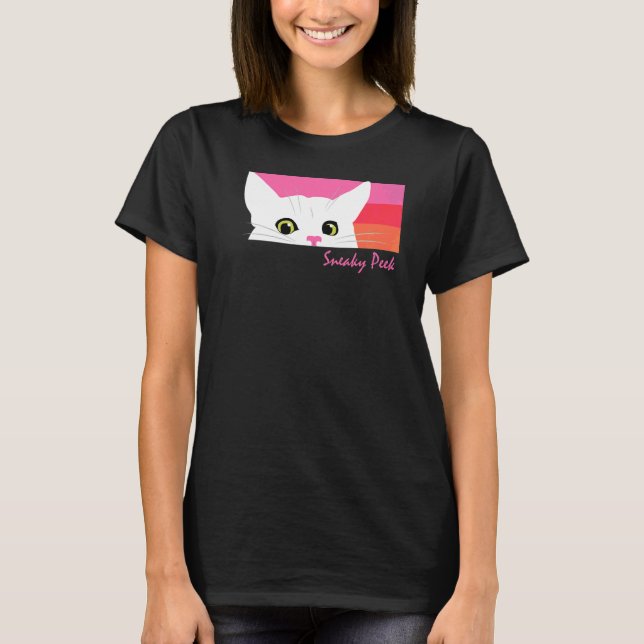 Sneaky Peek Cat T Shirt (Framsida)
