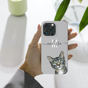 Sneaky Peeking Cat Monogram Namn