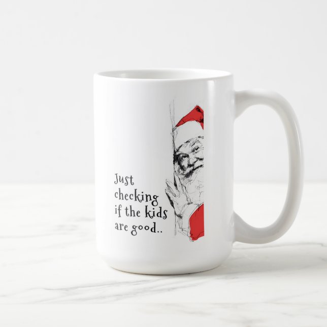Sneaky Santa Checking Kids Kaffemugg (Höger)
