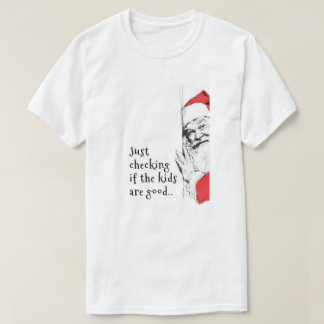 Sneaky Santa Checking Kids T Shirt