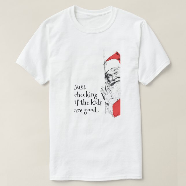 Sneaky Santa Checking Kids T Shirt (Design framsida)