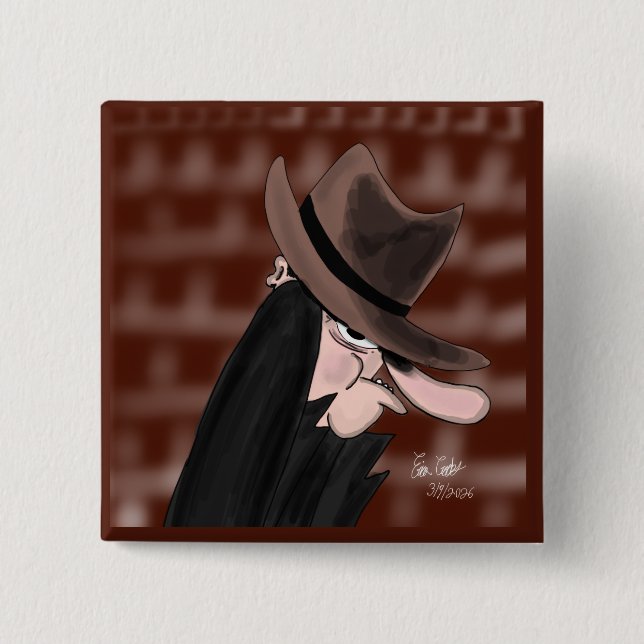 Sneaky villain cartoon character knapp (Framsida)