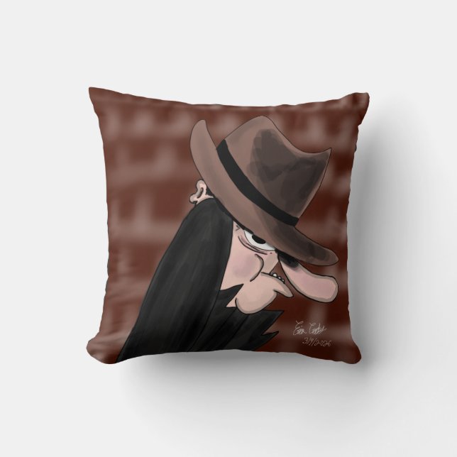 Sneaky villain cartoon character kudde (Framsida)