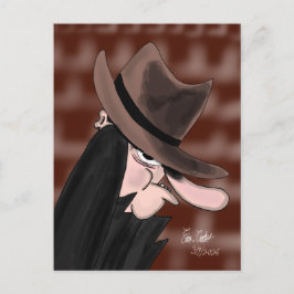 Sneaky villain cartoon character vykort
