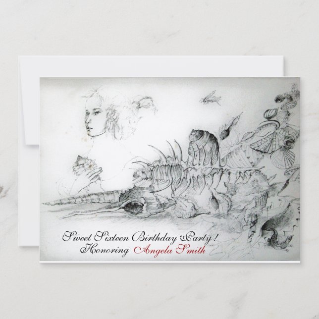 SNECKSKAL SÖT SEXTON ÅRS FEST,Ruby Monogram Guld Inbjudningar (Framsida)