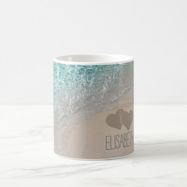 Sned hjärtor för Aquahav tillfogar sanden namn Kaffemugg (Center)