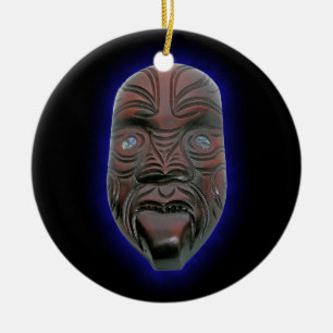 Sned Maori maskerar Julgransprydnad Keramik