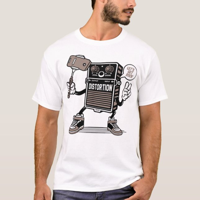Snedvrängningsselfiende för gitarreffekt t shirt (Framsida)
