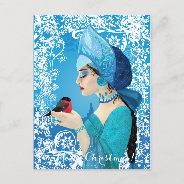 Snegurochka, rysk stil. Snowmaiden Helg Vykort (Framsida)