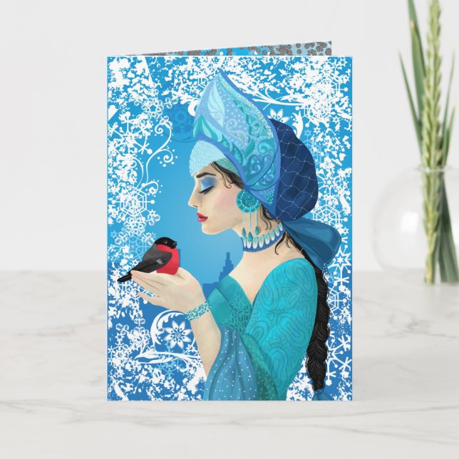 Snegurochka, rysk stil. Snowmaiden Helgkort (Framsida)