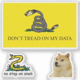 Snekright gadsden flagga parody memes x6 klistermärken