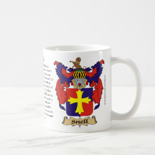 Snell, ursprung, den menande och vapensköldmuggen kaffemugg
