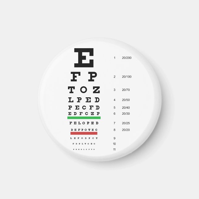 Snellen Öga Diagrammagnet Magnet (Framsidan)