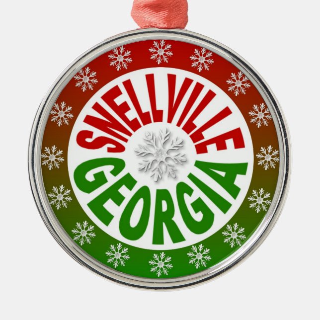 Snellville Georgia Red grönt ornamet Julgransprydnad Metall (Framsidan)