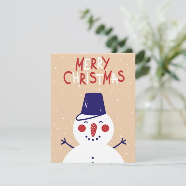 Snemannens julhälsning julkort (Stående Fram)