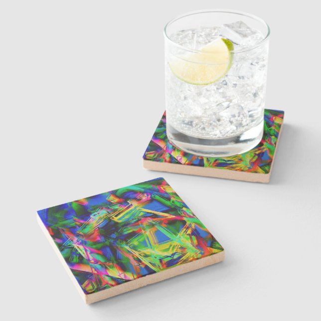 Snett färgade rutor, grönfärgade penseldrag stenunderlägg (Sidan)