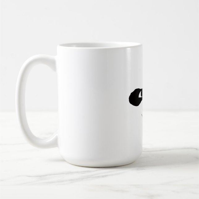 Snett leende Panda-ansikte Svart & Vit Grafisk Mug Kaffemugg (Vänster)