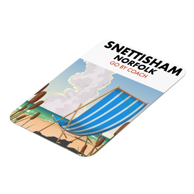 Snettisham Norfolk strandaffisch Magnet (Vänstra Sidan)