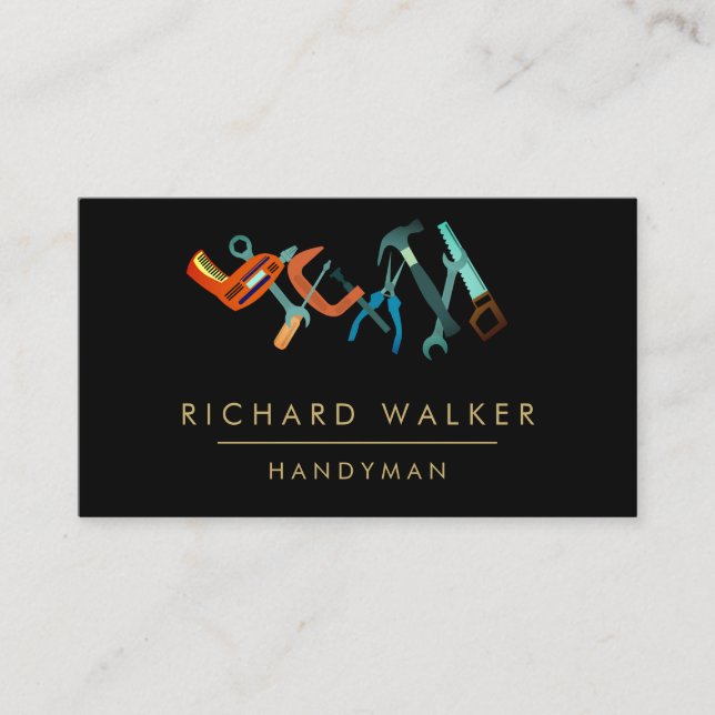 Snickare för svart för blått för visitkort (Framsida)