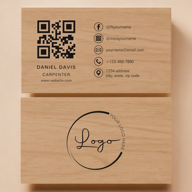Snickare Trä Professionell QR-kod Visitkort (Skapare uppladdad)