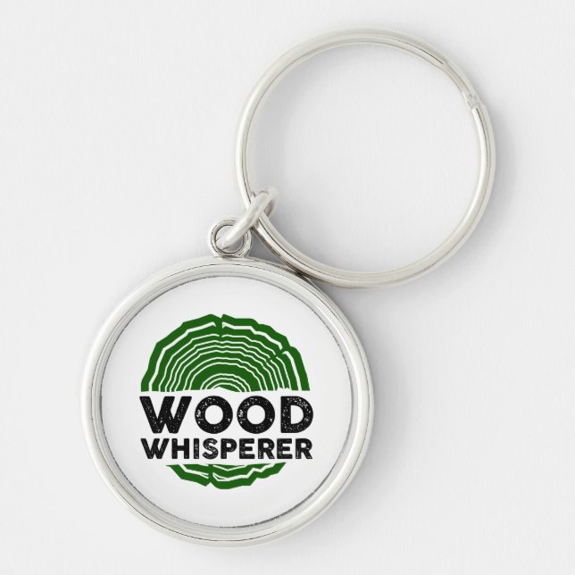 Snickare - Wood Whisperer Rund Silverfärgad Nyckelring (Framsidan)