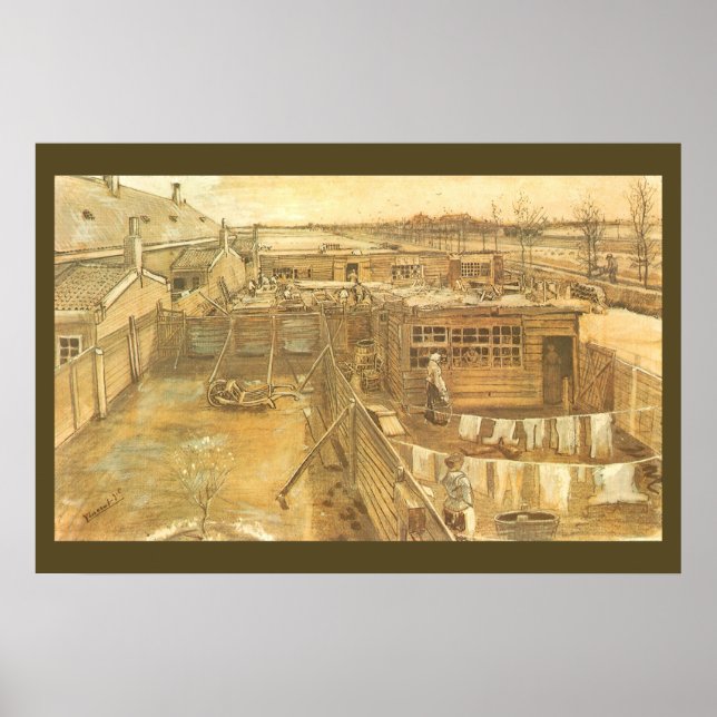 Snickargård och tvättstuga av Vincent van Gogh Poster (Framsidan)