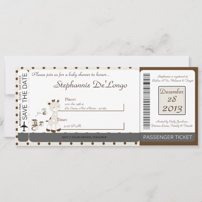 Snicker Doodle Giraffe Baby Shower-inbjudan Inbjudningar (Framsida)