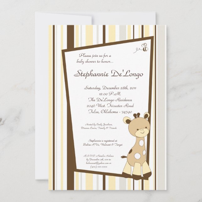 Snicker Doodle Giraffe Baby Shower-inbjudan Inbjudningar (Framsida)