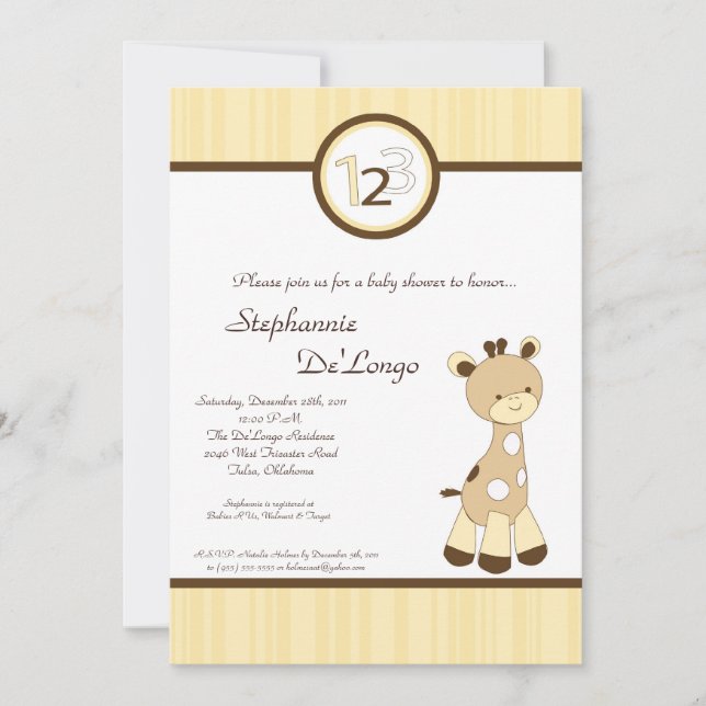 Snicker Doodle Giraffe Baby Shower-inbjudan Inbjudningar (Framsida)