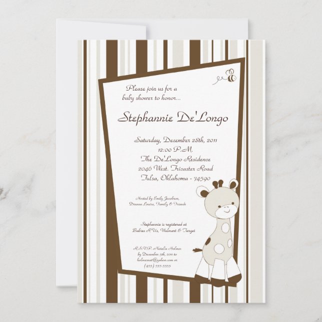 Snicker Doodle Giraffe Baby Shower-inbjudan Inbjudningar (Framsida)