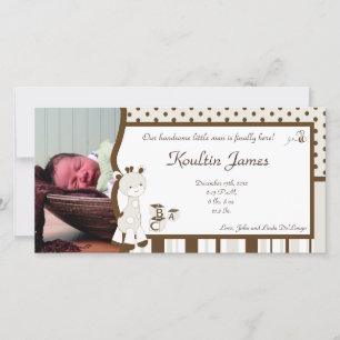 Snicker Doodle Giraffe Photo Birth Notice Meddelande