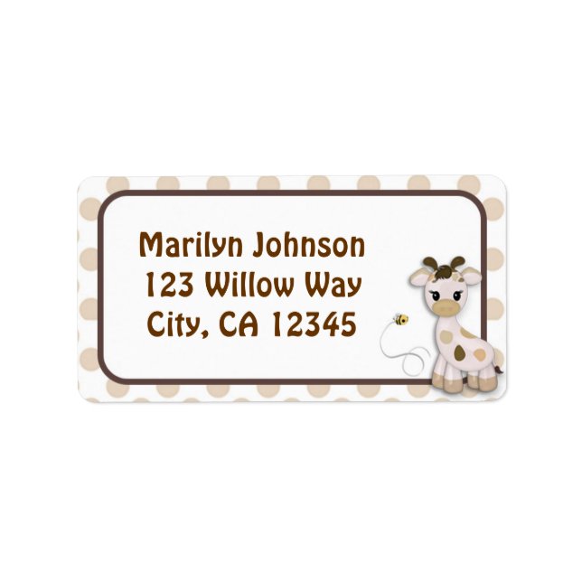Snickerdoodle Giraffe & Bee Address Labels Etikett Adressetikett (Framsidan)