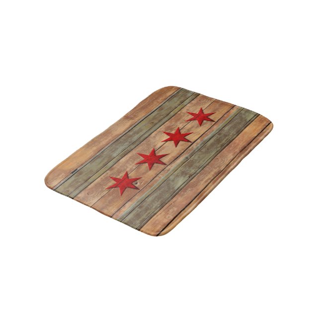 Sniden Look för Chicago flagga trä Badrumsmatta (Vinklad)
