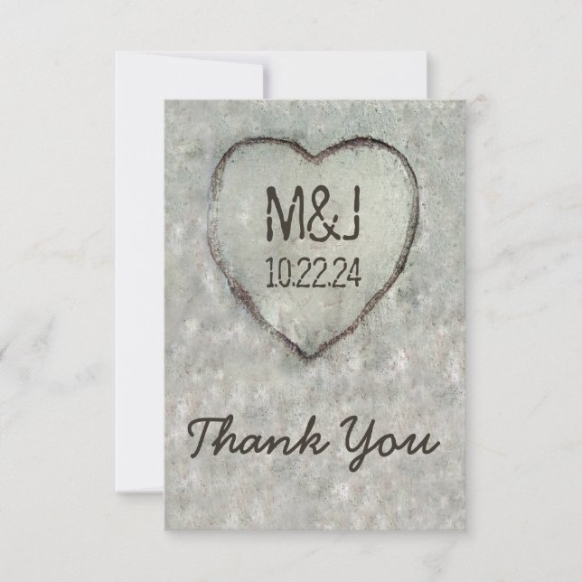 Snidit tack för bröllop för hjärtabjörkträd (Framsida)