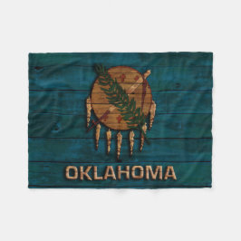 Snidit trä för Oklahoma statlig flaggavintage Fleecefilt