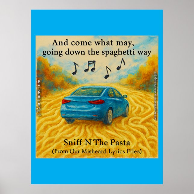 “Sniff N The Pasta Spagetti-sätt Missförstådda tex Poster (Framsidan)