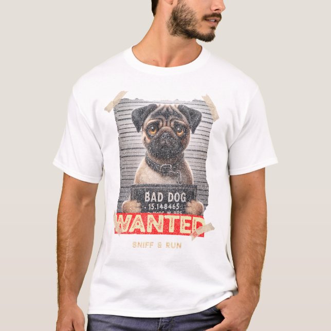 Sniff & Run Mops: Bedårande Flykting på Löpande Ba T Shirt (Framsida)
