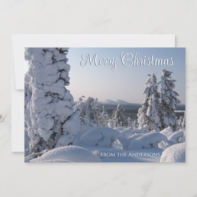 Snig Bevattnat Vinterlandskap God Jul Julkort (Framsida)