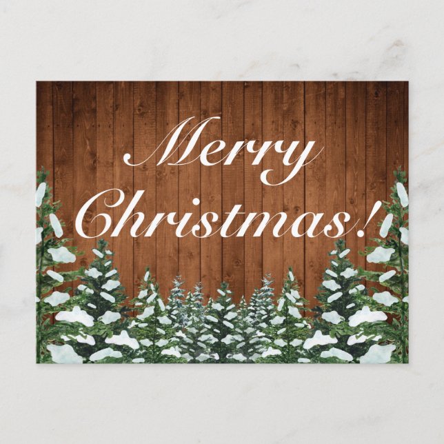 Snig Skog & Skog Julkort på Landsbygden Glad Jul Meddelande Vykort (Framsida)