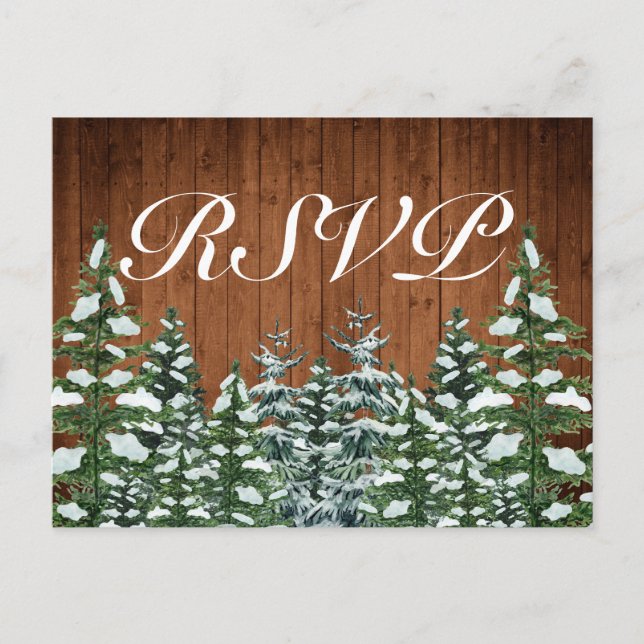 Snig snö & skogsland Pine RSVP-inbjudan Vykort (Framsida)