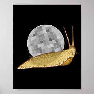 Snigel Disco Boll Funny Crystal Snäcka Animal Love Poster