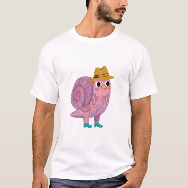 Snigel Fedora T-Shirt – Söt Mustard Fedora (Framsida)