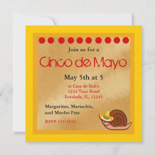 Snigel i Sombrero Cinco de Mayo Inbjudningar