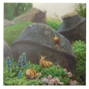 Snigel i Sten Garden (av H.A. Brendekilde) Kakelplatta