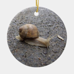 snigel julgransprydnad keramik