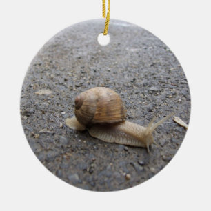 snigel julgransprydnad keramik