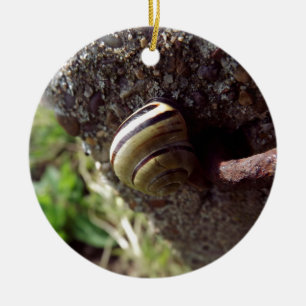 snigel julgransprydnad keramik