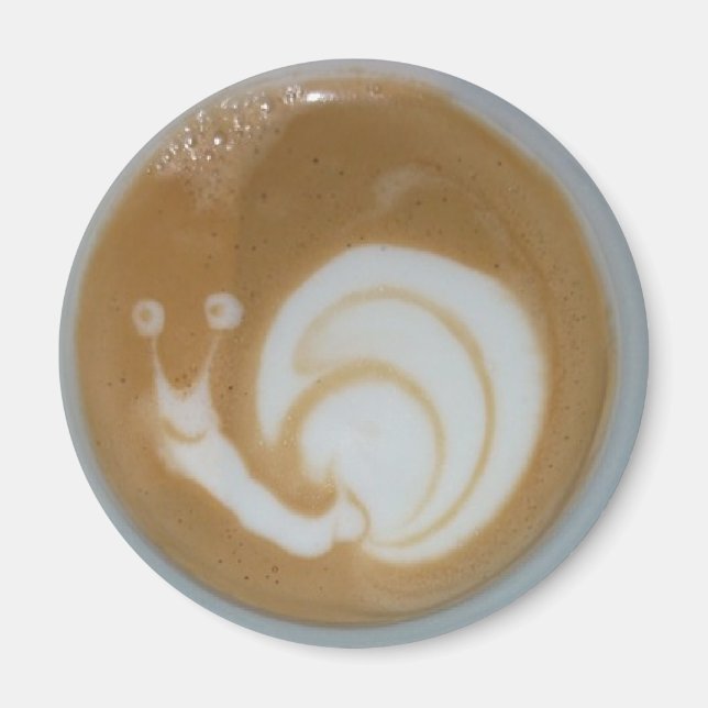 Snigel latte kaffekonst magnet (Framsidan)