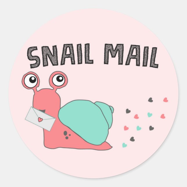 Snigel Mail Sticker - hjärtdamm! Runt Klistermärke (Framsida)